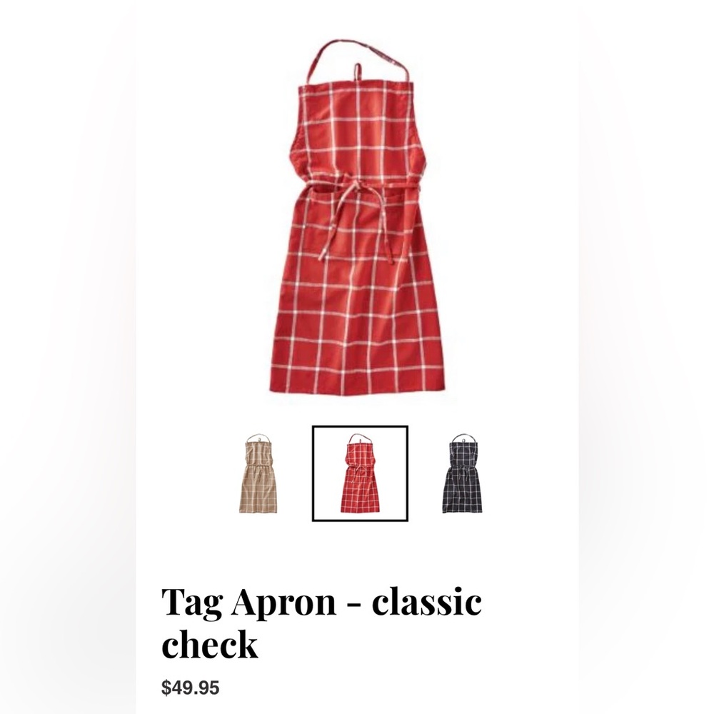 Red checkered kitchen apron